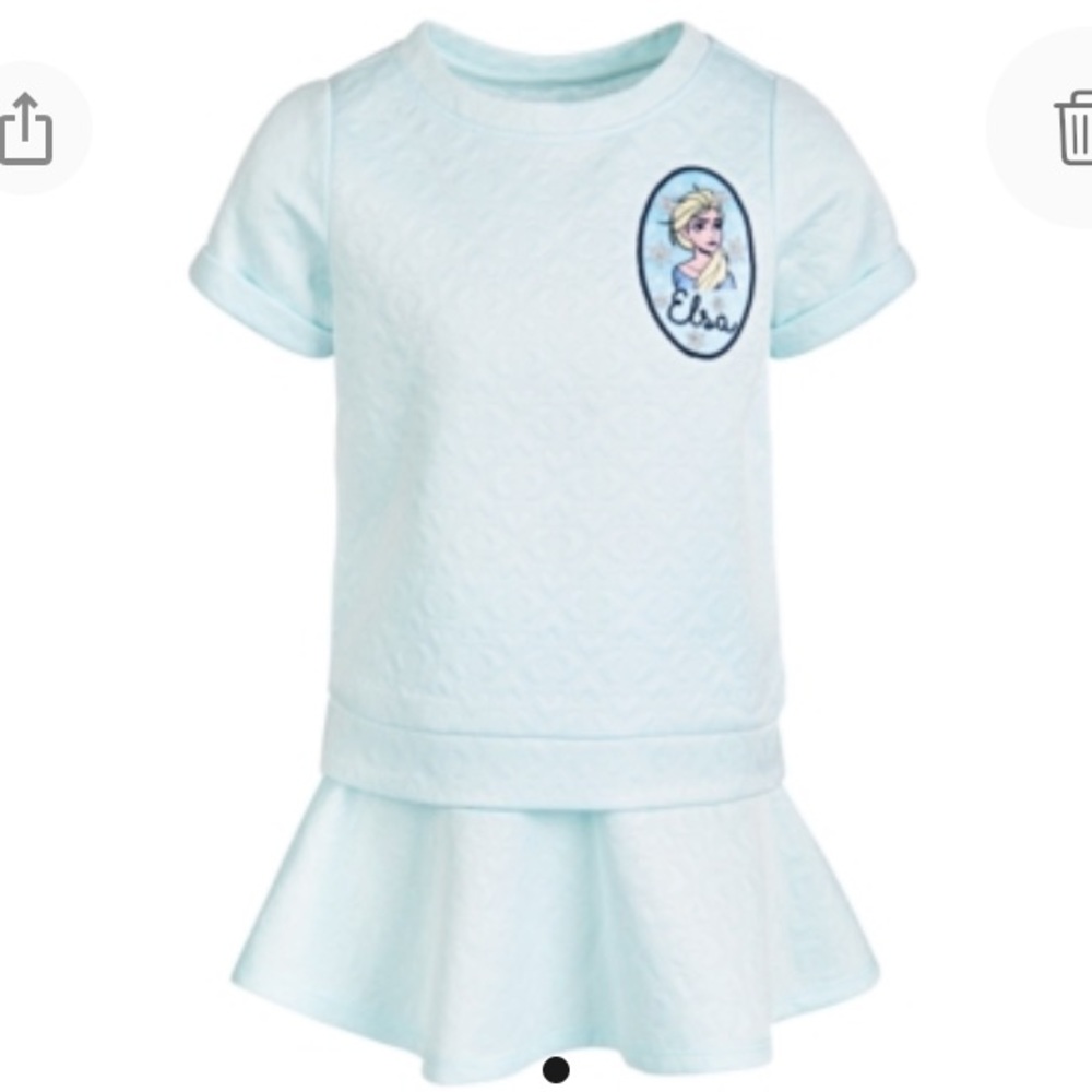 NEW Disney Frozen Elsa Girls Embossed Top and Skirt Set, Size 5, Blue